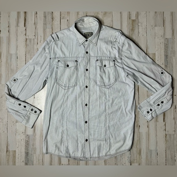 BKE Other - Buckle BKE Shirt Mens XXL White Black Stripe Long Sleeve Athletic Fit